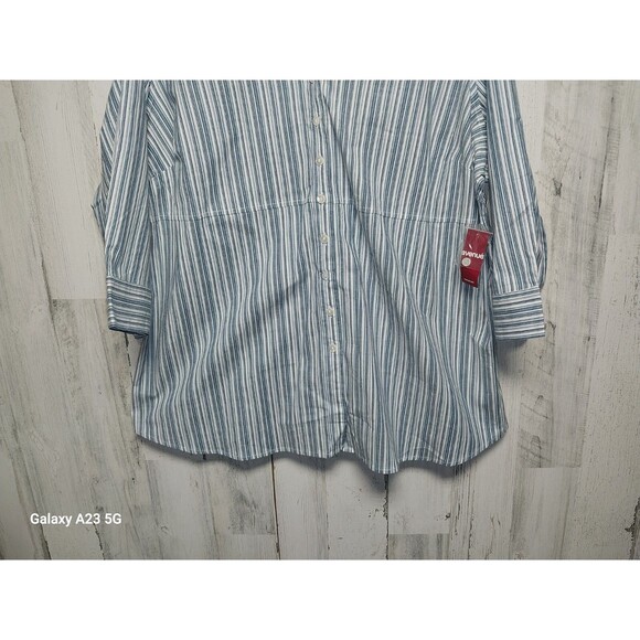 Avenue Signature Blue Striped Button Up Shirt 22/24 NWT - Picture 2 of 9